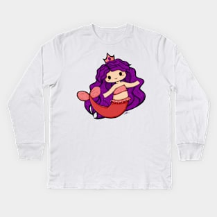 Cute Mermaid Illustration Kids Long Sleeve T-Shirt